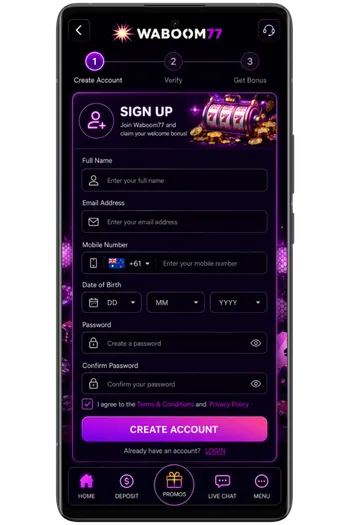Create an account Waboom77