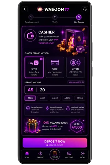 Make your first deposit Waboom77