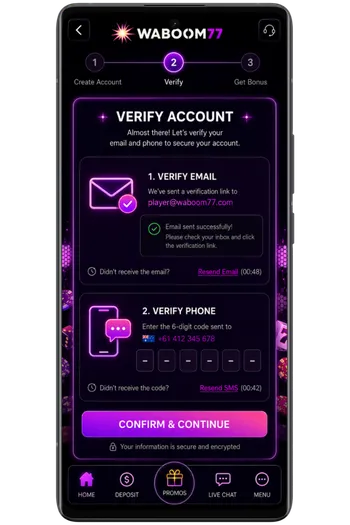 Verify your email and SMS Waboom77
